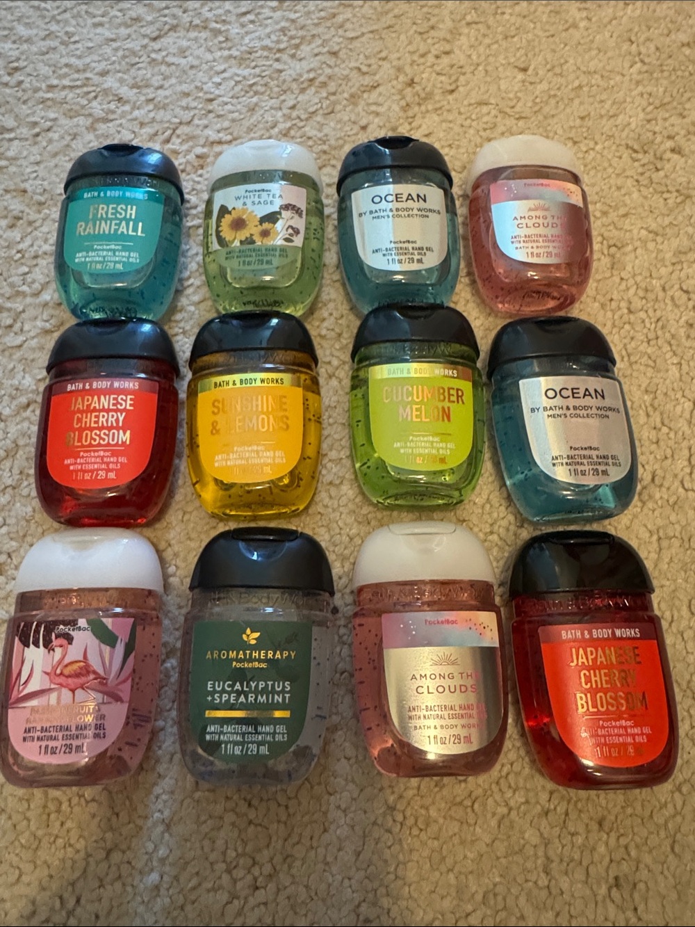 12 count - Bath & Body Works Anti-Bacterial Hand Gel.